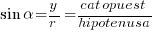 sin alpha = y / r = {cat opuest} / hipotenusa