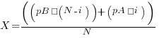 X = ((pB · (N - i)) + (pA · i)) / N